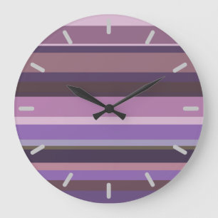 Reloj Redondo Grande Bandas horizontales malvas