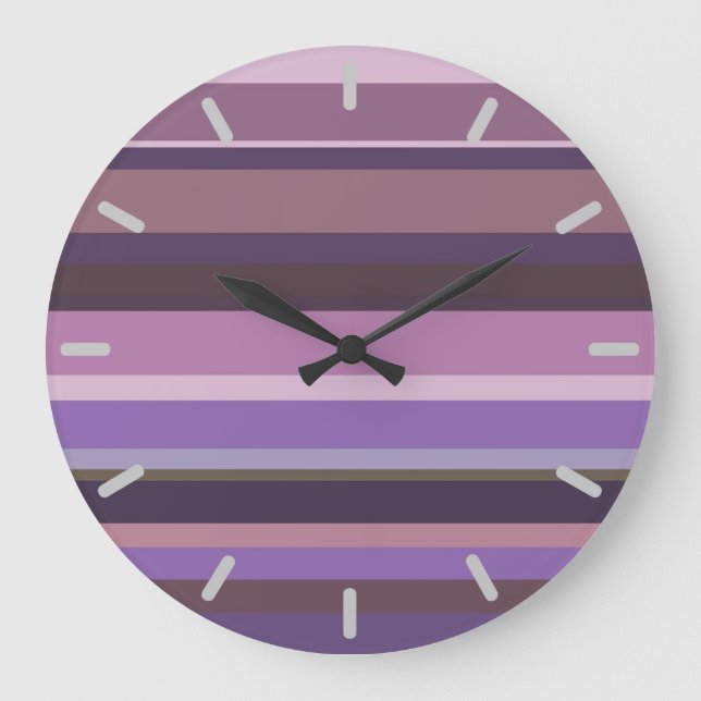 Reloj Redondo Grande Bandas horizontales malvas (Anverso)