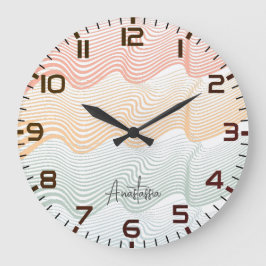 Reloj Redondo Grande Bandas onduladas de colores con tu NOMBRE | elegan