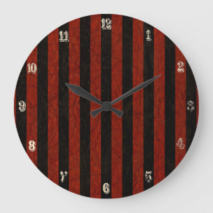 Reloj Redondo Grande Bandas Rojas Y Negras