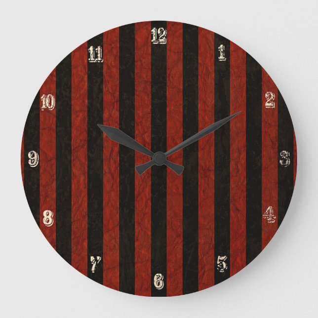 Reloj Redondo Grande Bandas Rojas Y Negras (Anverso)