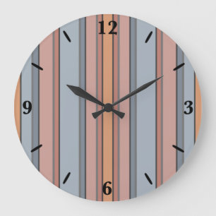 Reloj Redondo Grande Bandas verticales de color gris rosa azul