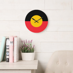 Reloj Redondo Grande Bandera aborigen australiana