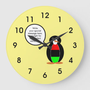 Reloj Redondo Grande Bandera afroamericana hablando de la Sra. Penguin