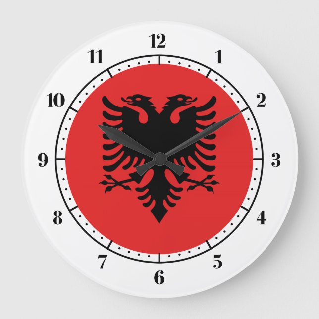 Reloj Redondo Grande Bandera albanesa (Anverso)