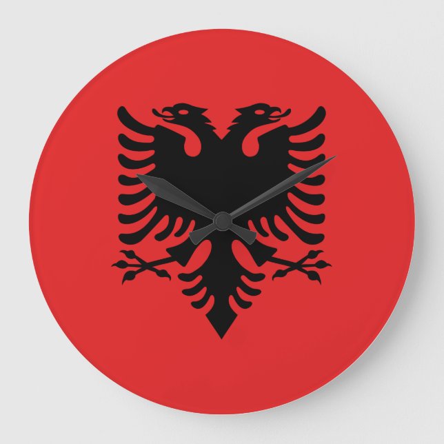 Reloj Redondo Grande Bandera albanesa (Anverso)