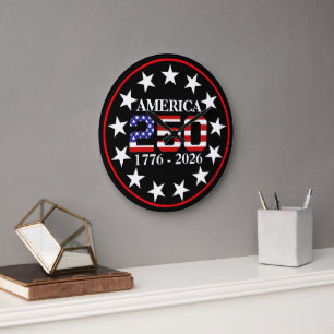 Reloj Redondo Grande Bandera Americana 250 Aniversario EEUU 1776-2026