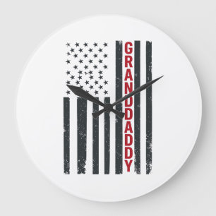 Reloj Redondo Grande Bandera Americana Abuelo Diseño Patriótico Vintage