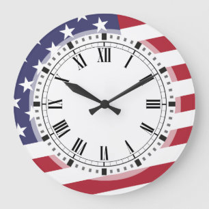 Reloj Redondo Grande Bandera americana - celebre los E.E.U.U. - 4 de
