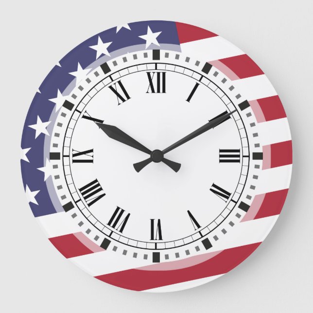 Reloj Redondo Grande Bandera americana - celebre los E.E.U.U. - 4 de (Anverso)