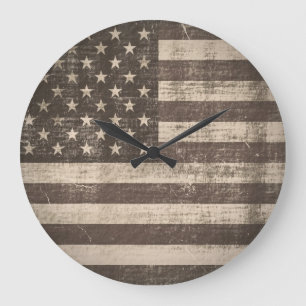 Reloj Redondo Grande Bandera americana del vintage
