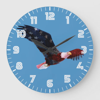 Reloj Redondo Grande Bandera americana Eagle calvo