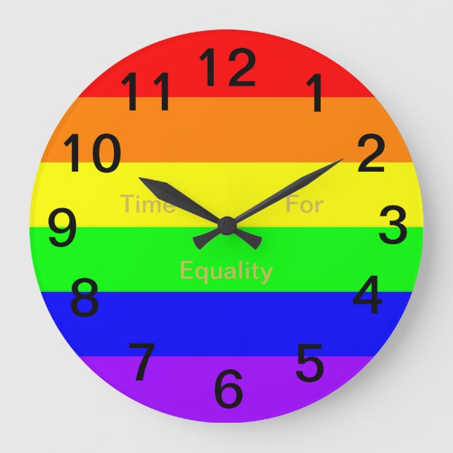 Reloj Redondo Grande ¡Bandera arco iris del orgullo gay LGBT! ¡Hora De  (Anverso)