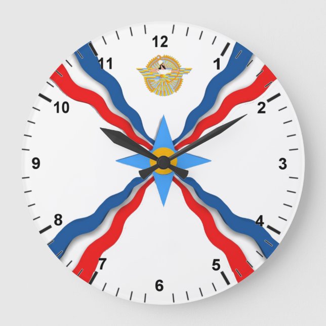 Reloj Redondo Grande Bandera asiria (Anverso)