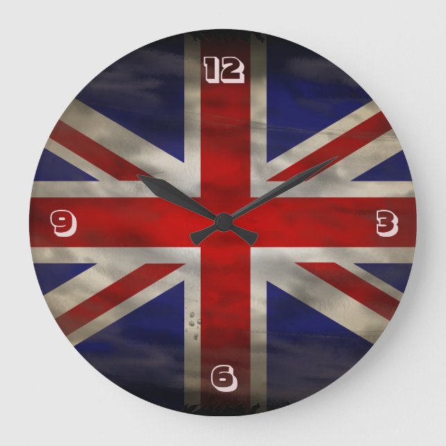 Reloj Redondo Grande Bandera británica vintage (Anverso)