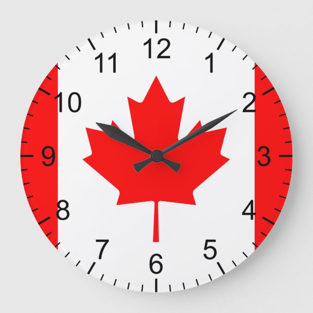 Reloj Redondo Grande Bandera canadiense (Anverso)