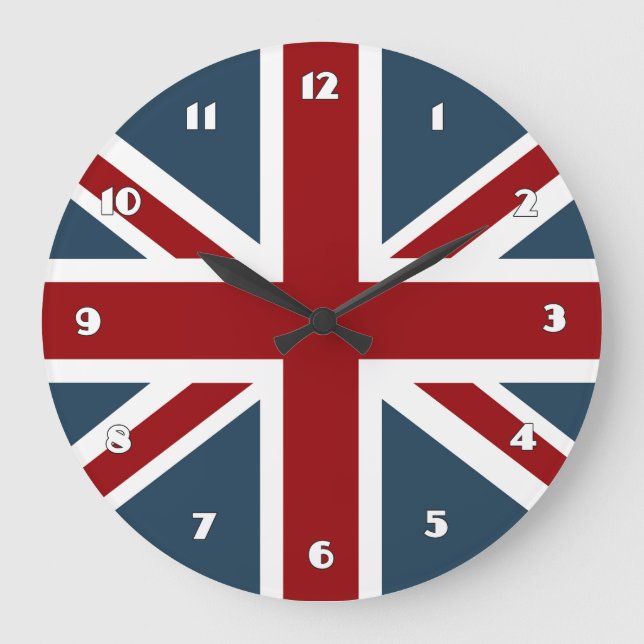 Reloj Redondo Grande Bandera clásica de Union Jack (Anverso)
