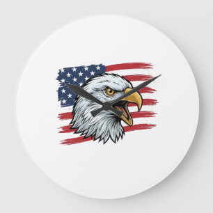 Reloj Redondo Grande Bandera de águila patriótica Diseño vectorial vint