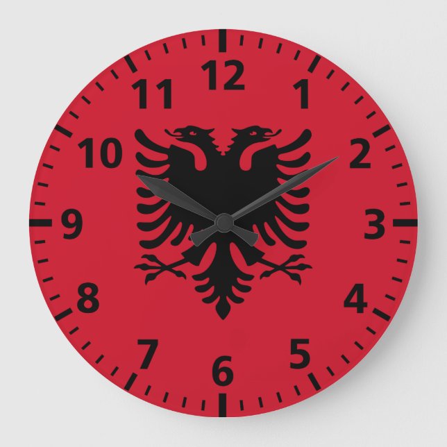 Reloj Redondo Grande Bandera de Albania (Anverso)