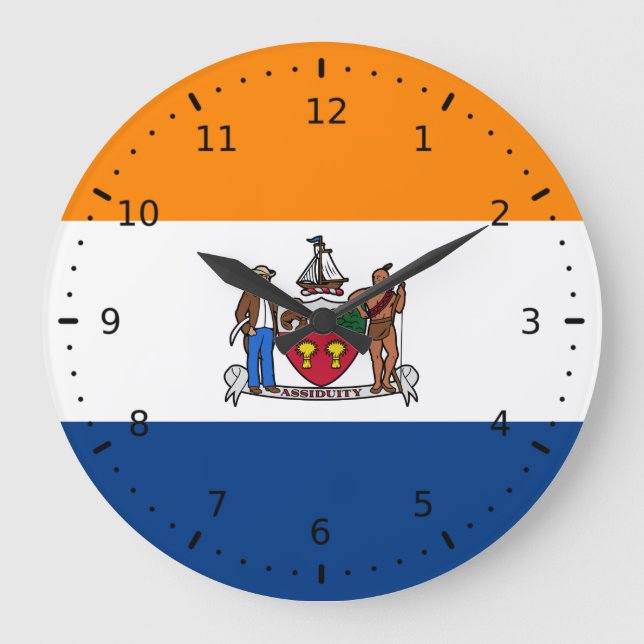 Reloj Redondo Grande Bandera de Albany, Nueva York (Anverso)