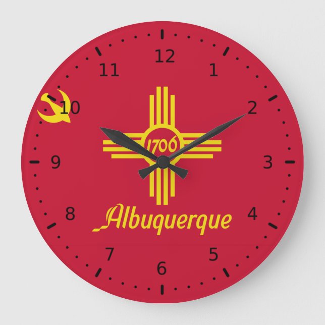 Reloj Redondo Grande Bandera de Albuquerque, Nuevo México (Anverso)
