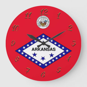 Reloj Redondo Grande Bandera de Arkansas