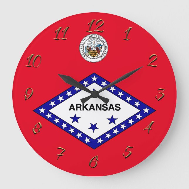 Reloj Redondo Grande Bandera de Arkansas (Anverso)