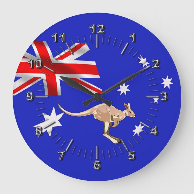 Reloj Redondo Grande Bandera de Australia (Anverso)