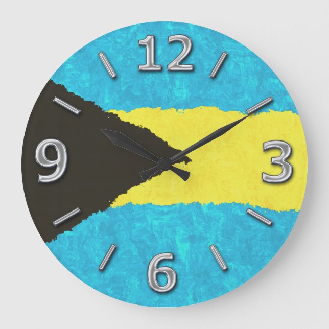 RELOJ REDONDO GRANDE BANDERA DE BAHAMAS (Anverso)