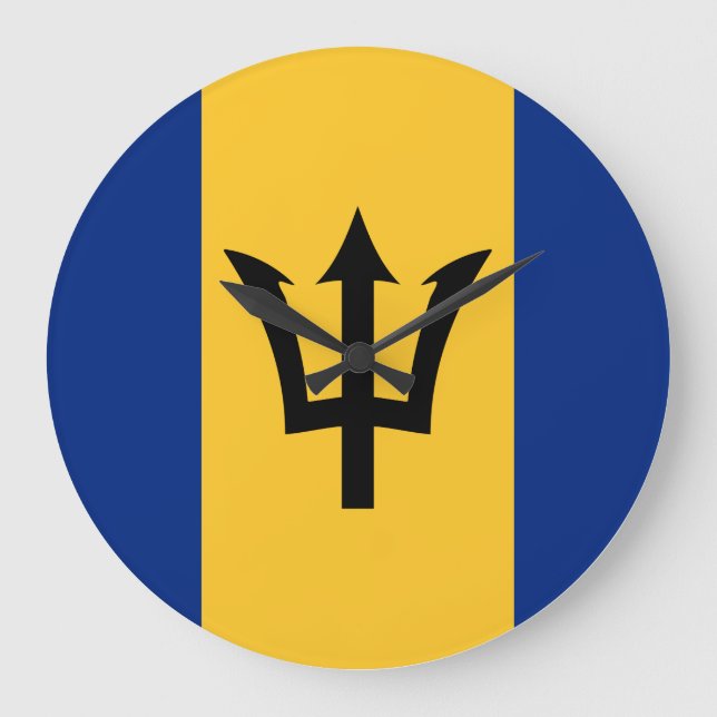 Reloj Redondo Grande Bandera de Barbados (Anverso)
