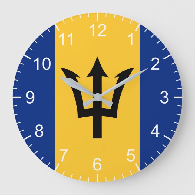 Reloj Redondo Grande Bandera de Barbados (Anverso)