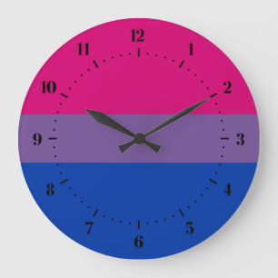 Reloj Redondo Grande Bandera de Bisexualidad Clocks