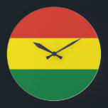 Reloj Redondo Grande Bandera de Bolivia (Bolivia)<br><div class="desc">Productos de bandera mundial de personalizable - Por favor,  no dude en añadir su propio texto.</div>