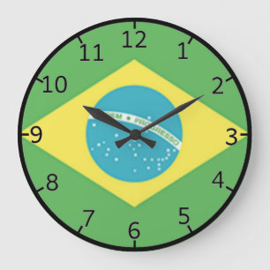 Reloj Redondo Grande Bandera de Brasil