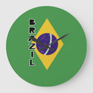 Reloj Redondo Grande Bandera de Brasil