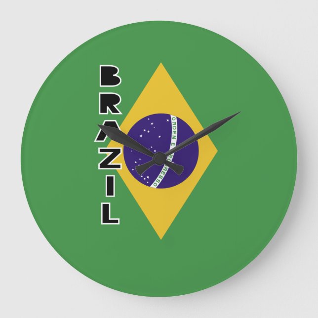 Reloj Redondo Grande Bandera de Brasil (Anverso)