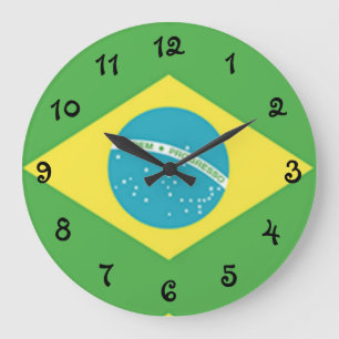 Reloj Redondo Grande Bandera de Brasil