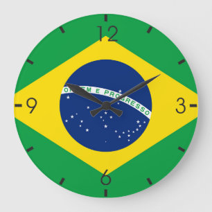 Reloj Redondo Grande Bandera de Brasil