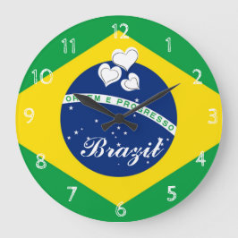 Reloj Redondo Grande Bandera de Brasil
