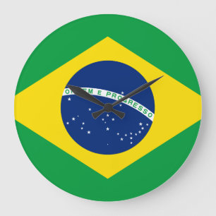 Reloj Redondo Grande Bandera de Brasil (brasileño)