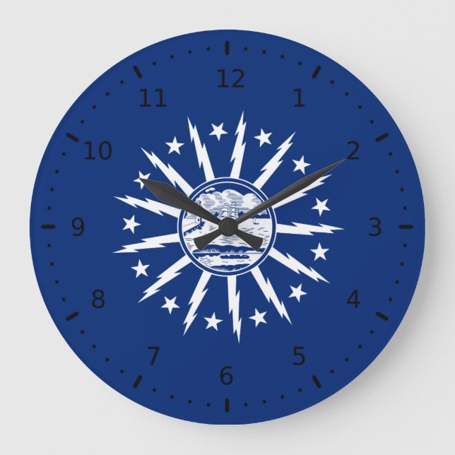 Reloj Redondo Grande Bandera de Búfalo, Nueva York (Anverso)