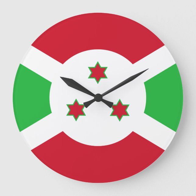 Reloj Redondo Grande Bandera de Burundi (Anverso)