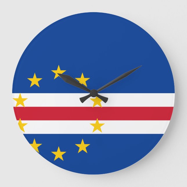Reloj Redondo Grande Bandera de Cabo Verde (Anverso)