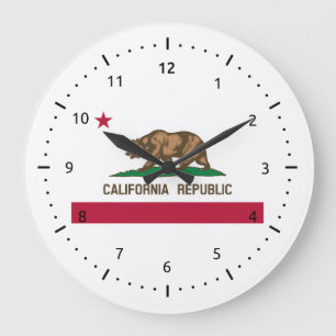 Reloj Redondo Grande Bandera de California, bandera de los Estados Unid