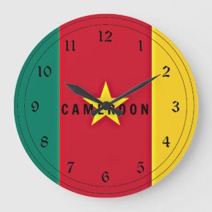 Reloj Redondo Grande Bandera de Camerún