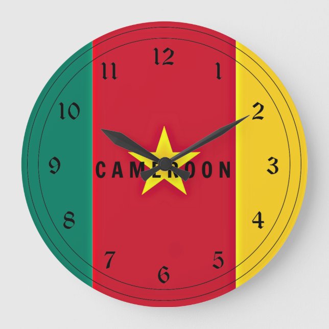 Reloj Redondo Grande Bandera de Camerún (Anverso)