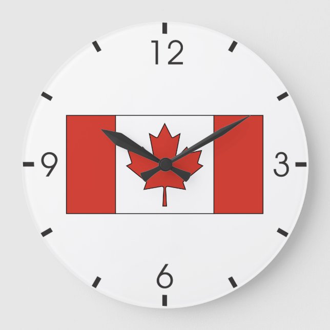 Reloj Redondo Grande Bandera de Canadá (Anverso)