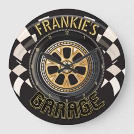 Reloj Redondo Grande Bandera de Carreras personalizado Calor Masculino 