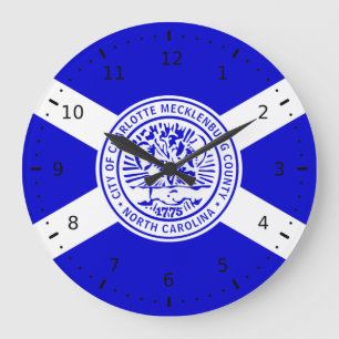 Reloj Redondo Grande Bandera de Charlotte, Carolina del Norte