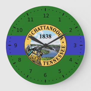Reloj Redondo Grande Bandera de Chattanooga, Tennessee